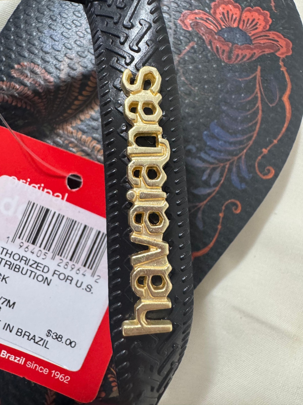 Havaianas x FARM Rio Flip-Flops – Black Floral – Women’s 7/8W 6/7M – New w/ Tags