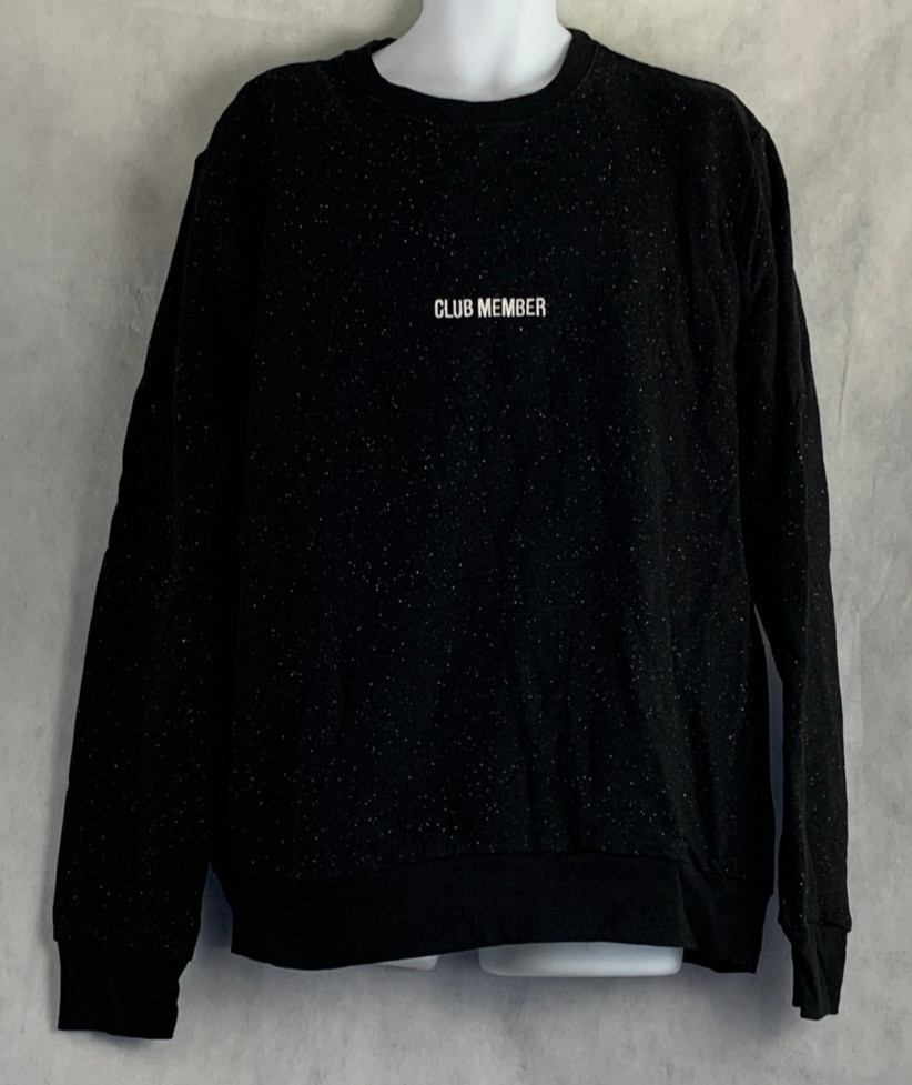 H&M Divided Men’s Pullover Crewneck Fleece Sweatshirt, Black Club Member, XL