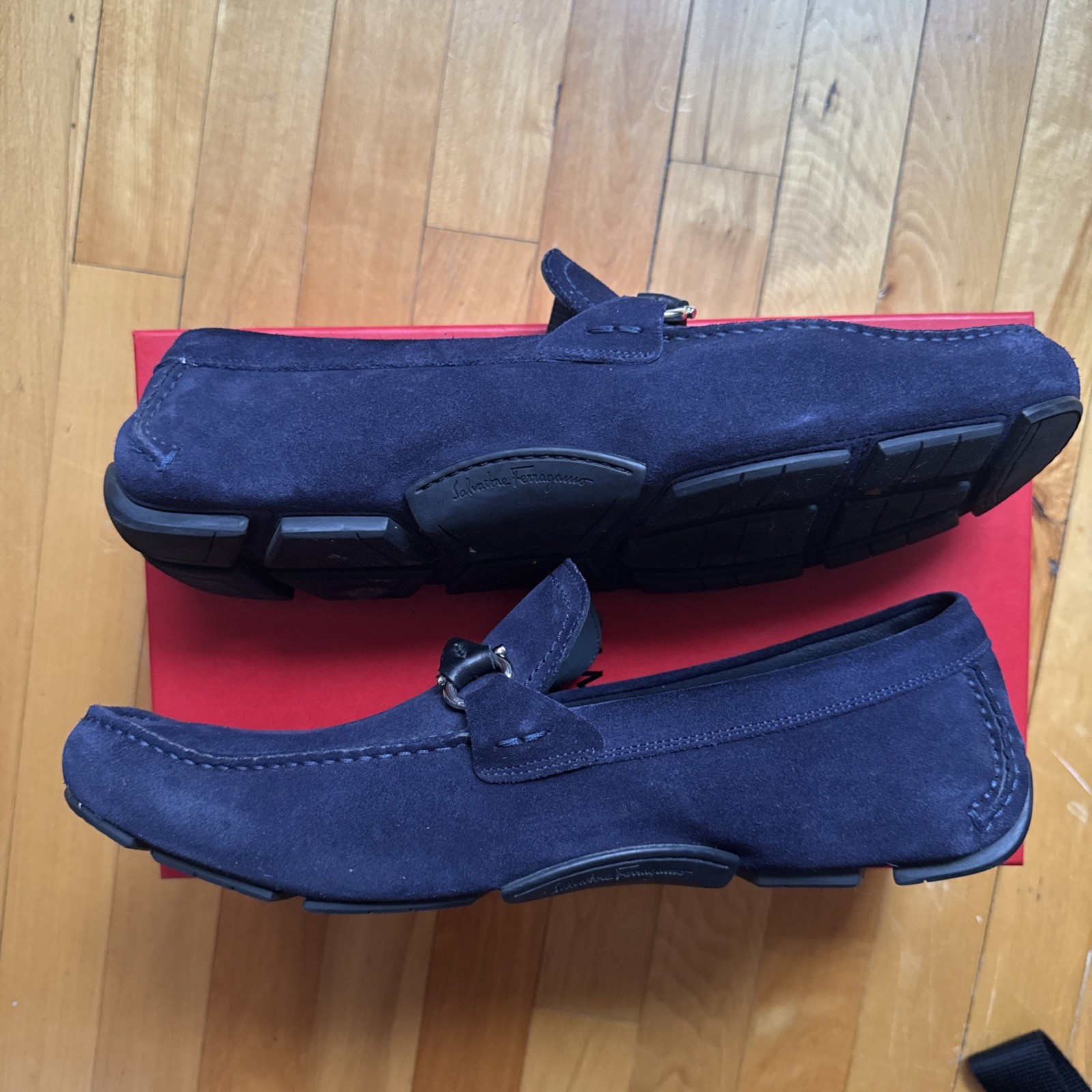 Salvatore Ferragamo Men’s Shoes, Moccasin Dark Blue US Size 12 with box