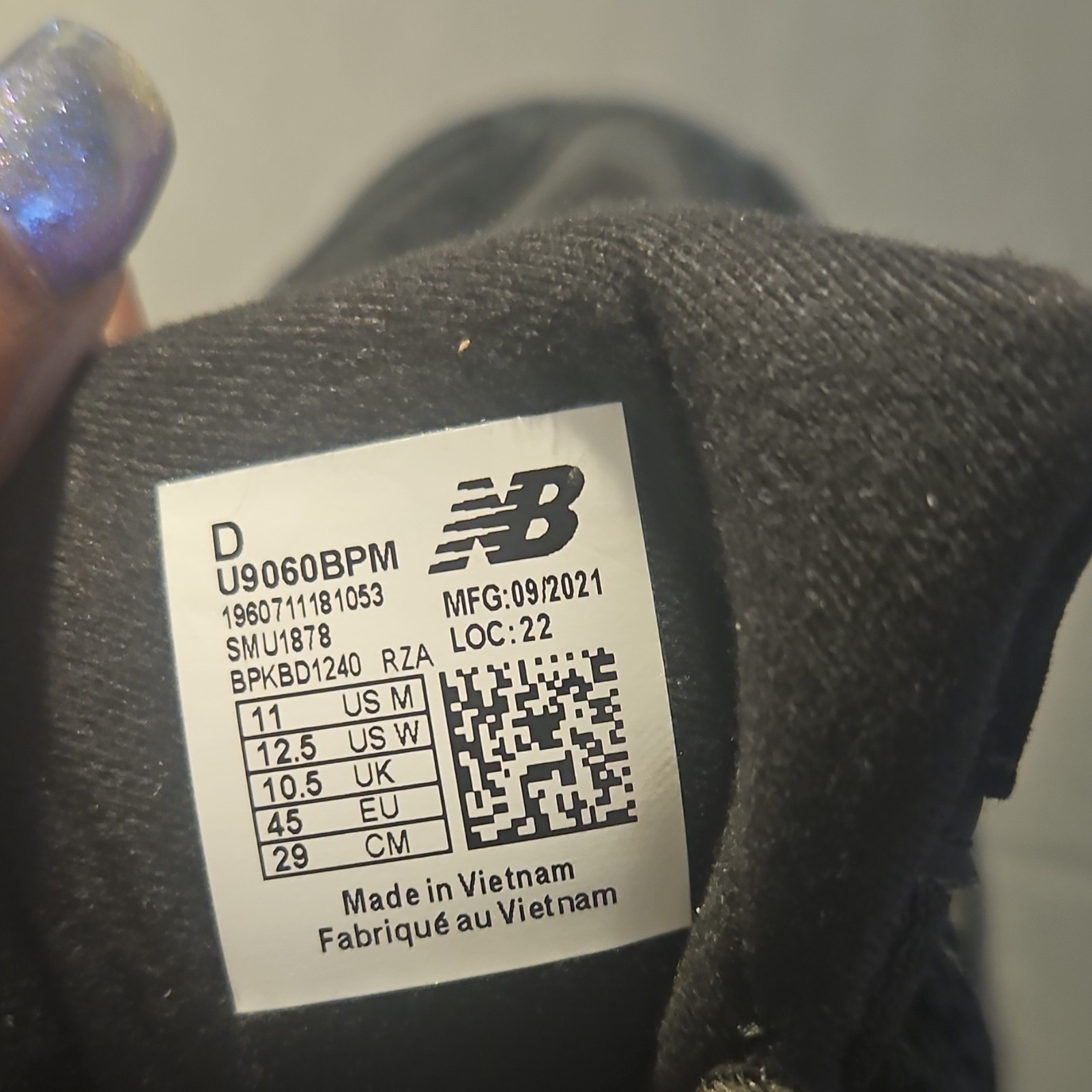 New Balance 9060 U9060BPM Black Triple Black Suede Low Top Athletic Sneakers