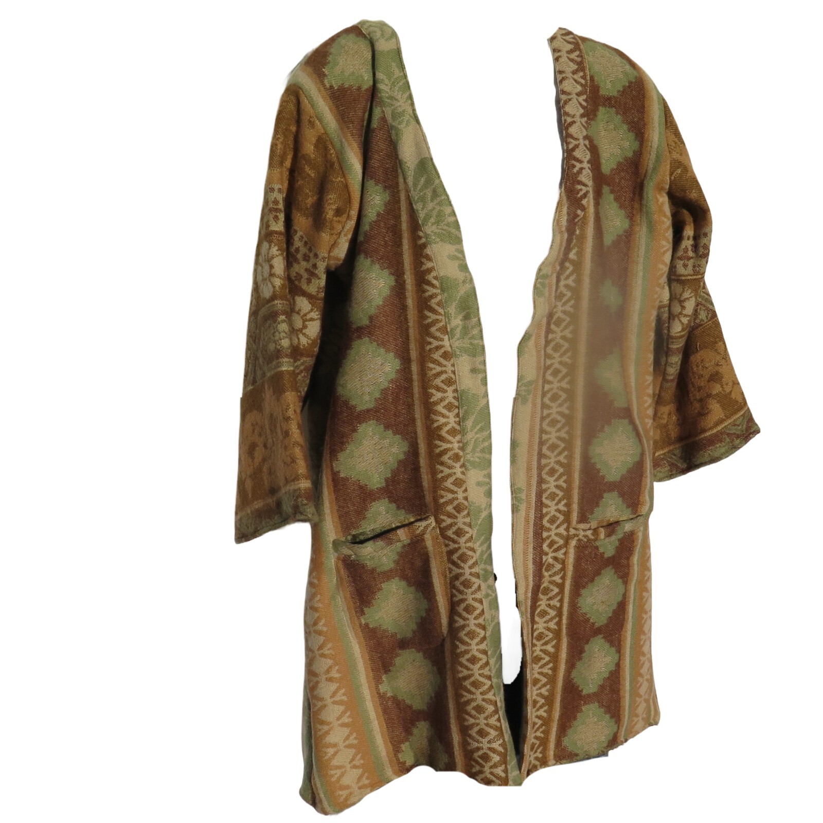 Kimono Jacket|Desert|Boho|60s|Designer|3/4 Sleeve|Handloomed|Yak Wool Blend|XXL