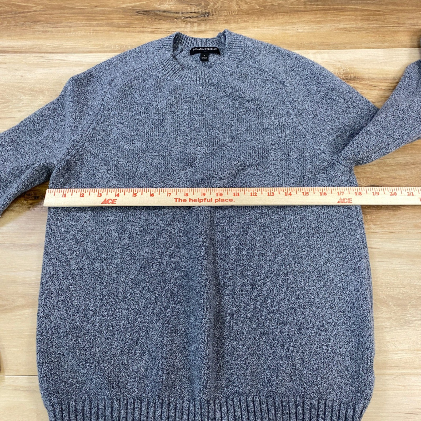 Banana Republic Sweater Mens Small Crew Neck Raglan Marled Grey Modern Casual
