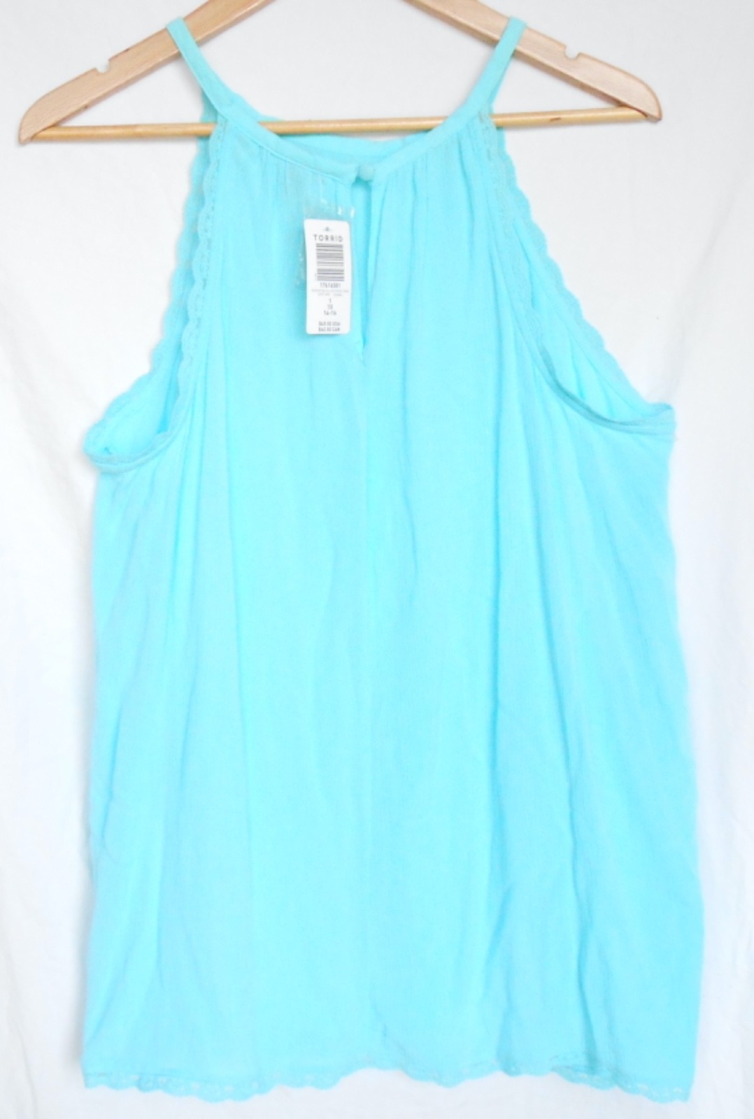 Torrid Aqua Blue Tunic Trapeze Dress Halter Rayon Lace Casual Party Cocktail NWT