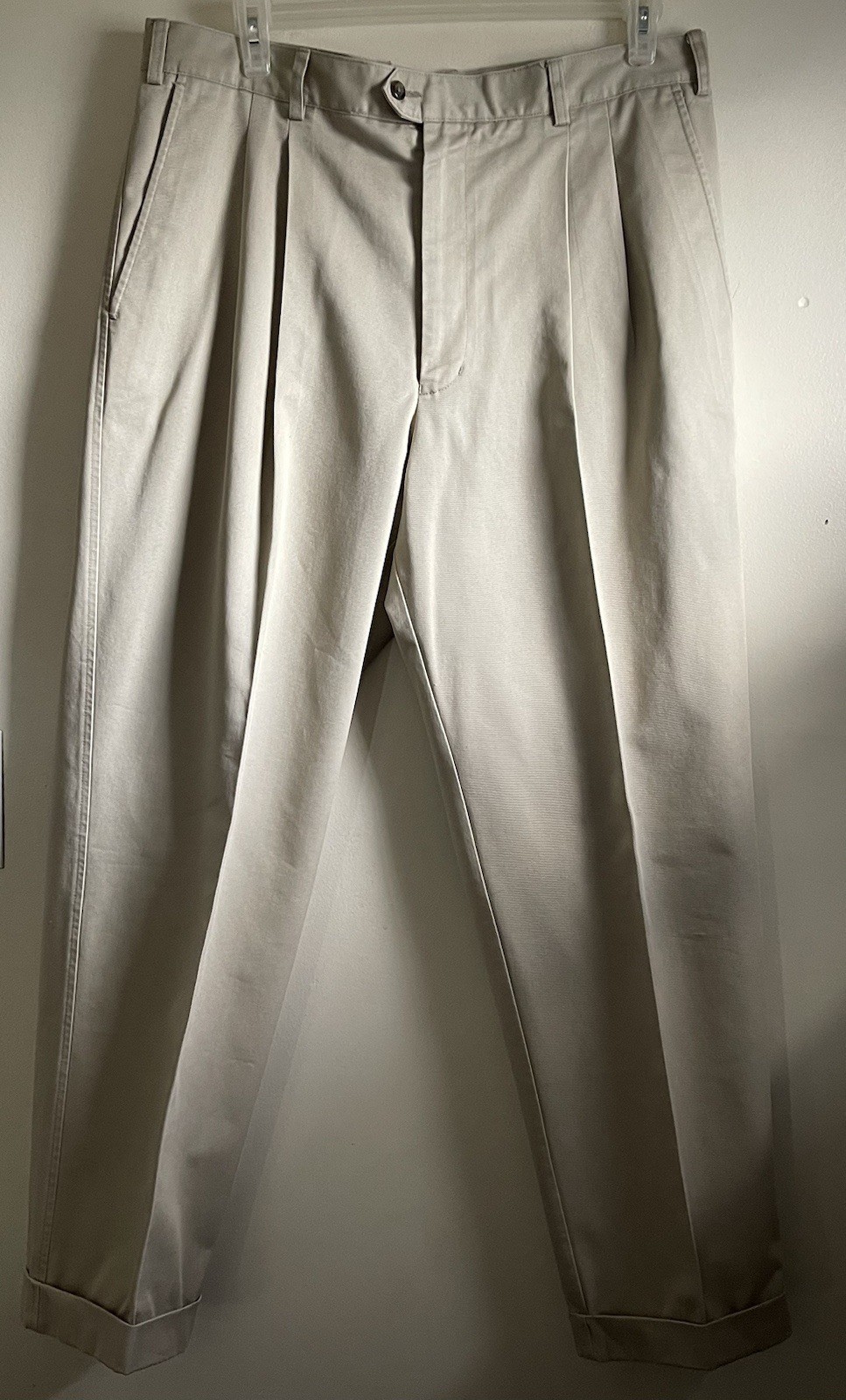 Norsport VTG 90s Chino Pants Mens W36XL31 Khaki Pleated Preppy Twill Dress Pants