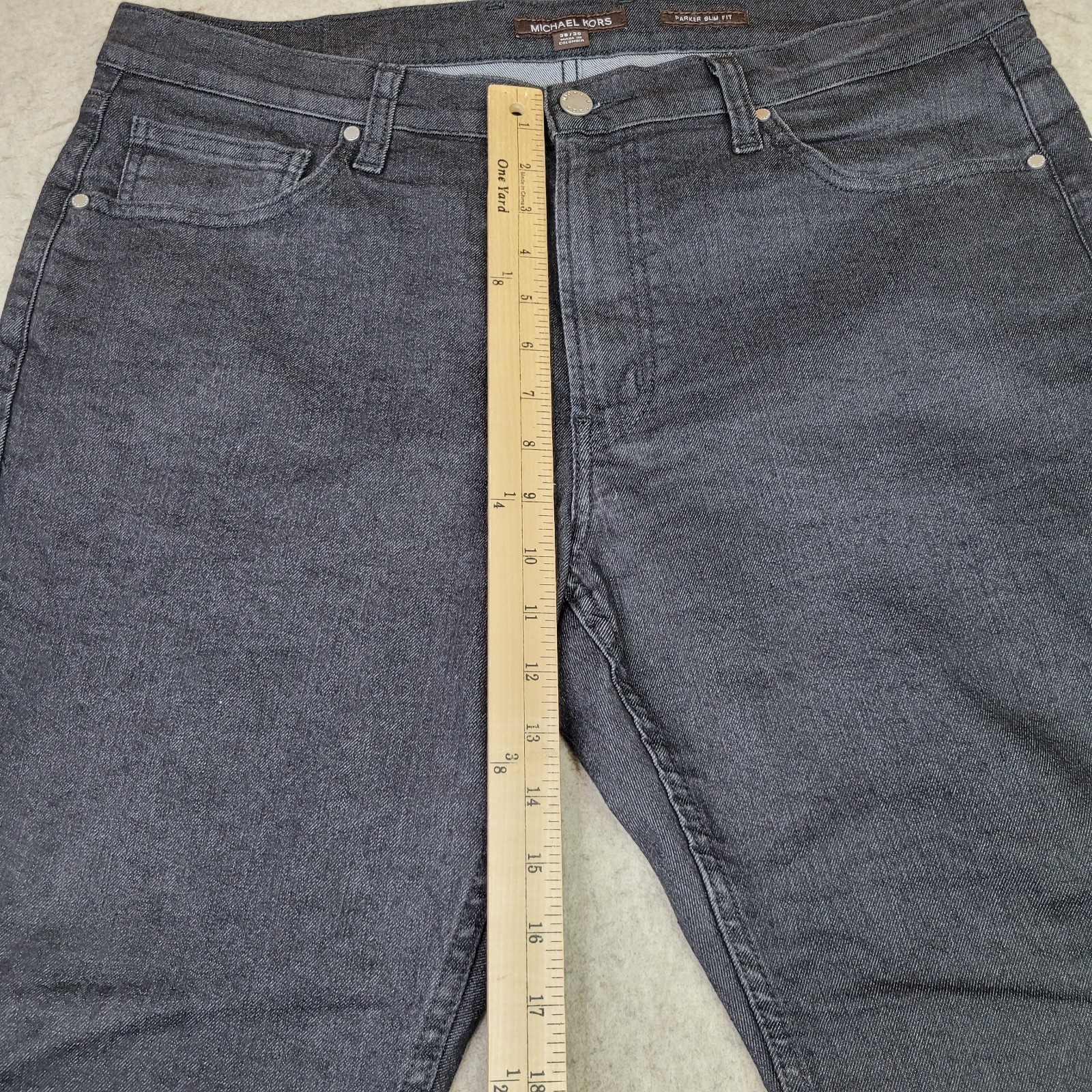 Michael Kors Parker Slim Fit Stretch Black Denim Jeans 36×30 Stretch NEW
