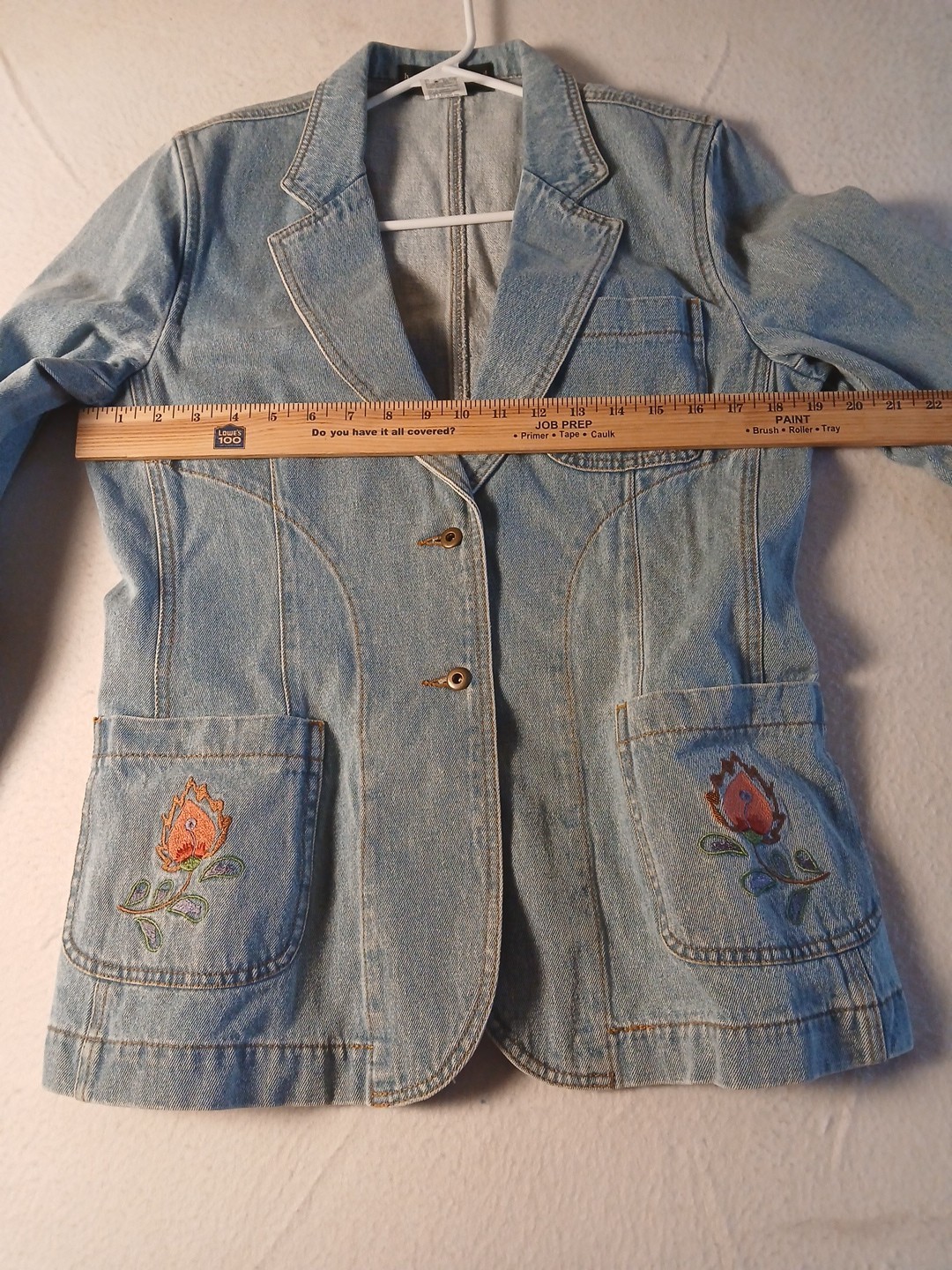Harve Benard by Benard Holtzman Denim Jacket,embroidered Pockets NWT Size 10