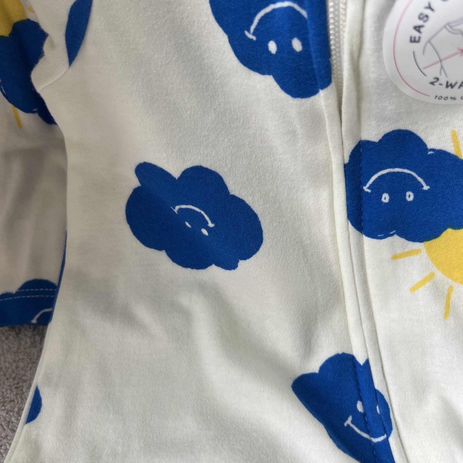 Huggies Super Soft Coverall 100% Organic Cotton 2way Zip 2pc Clouds Sun Stars 3m