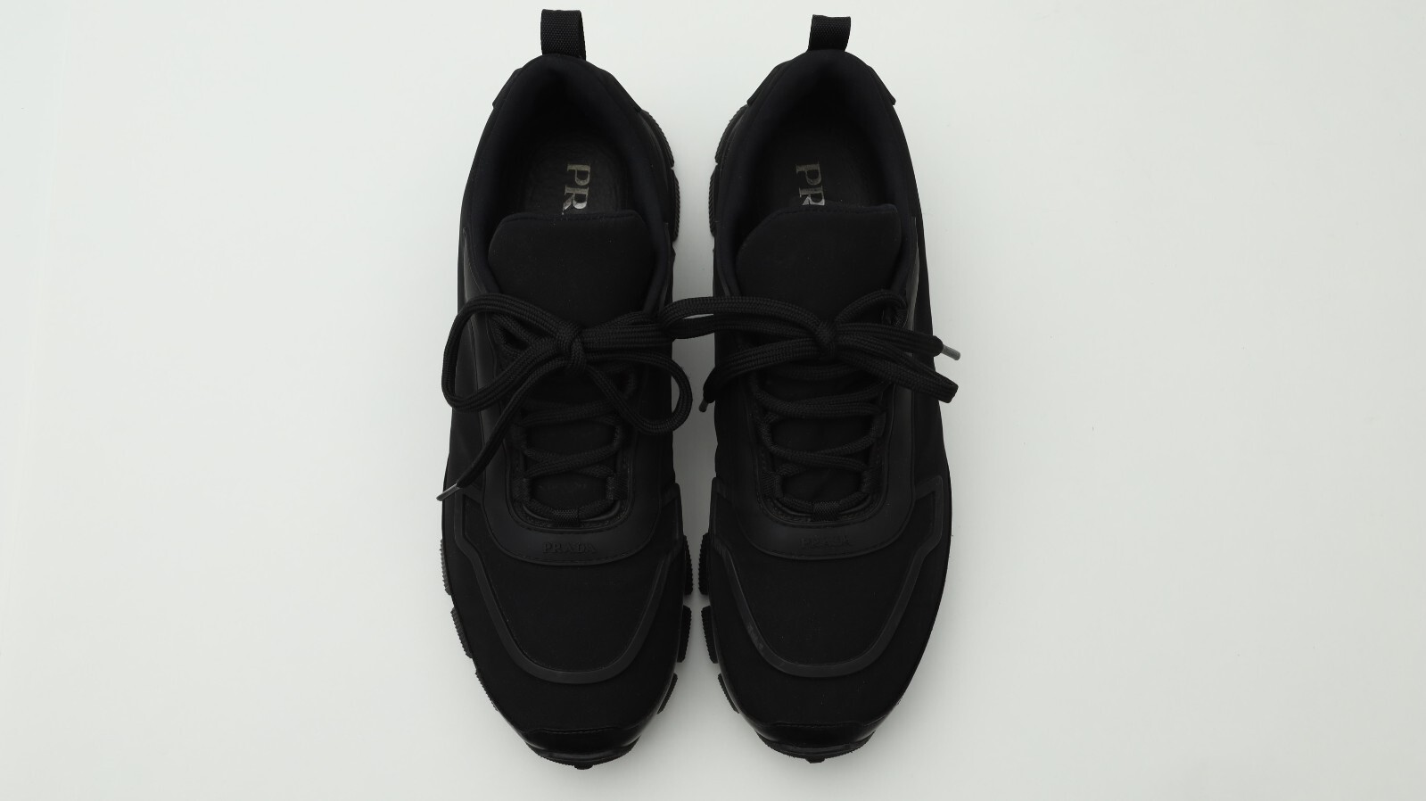 Prada Mens Sneakers Fabric Nylon/Rubber Sole Sneakers Sz UK 7/US 8 in All Black