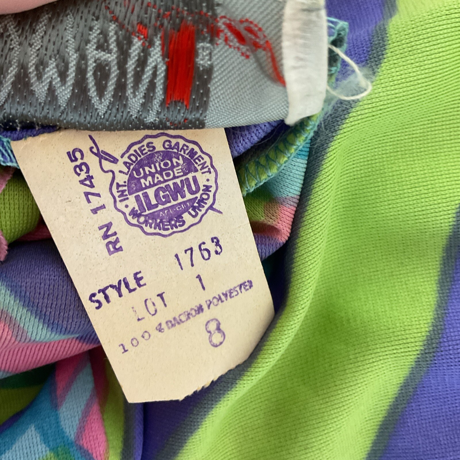 Vintage 1960s Domani Polyester Knit Dress Mod GoGo Scarf Psychedelic UNION MADE