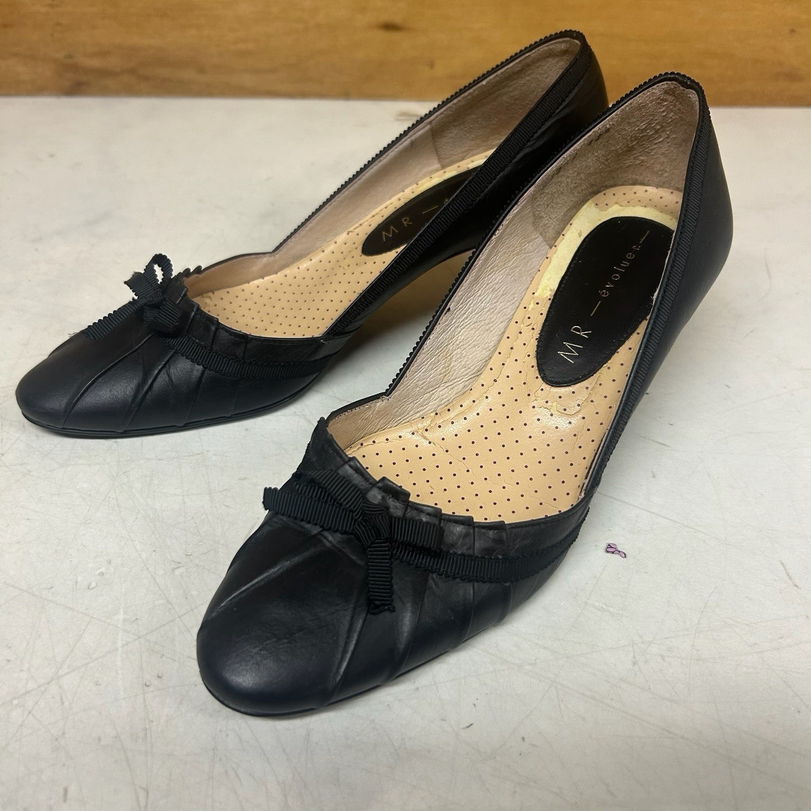 MR evoluer Women’s Black Ribbon Pumps Size 22.5cm Made in Japan Used