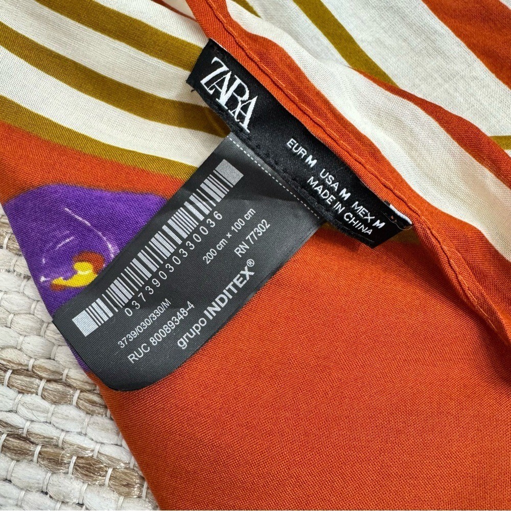 Zara Multicolored Printed Floral Scarf 100 cm x 200 cm