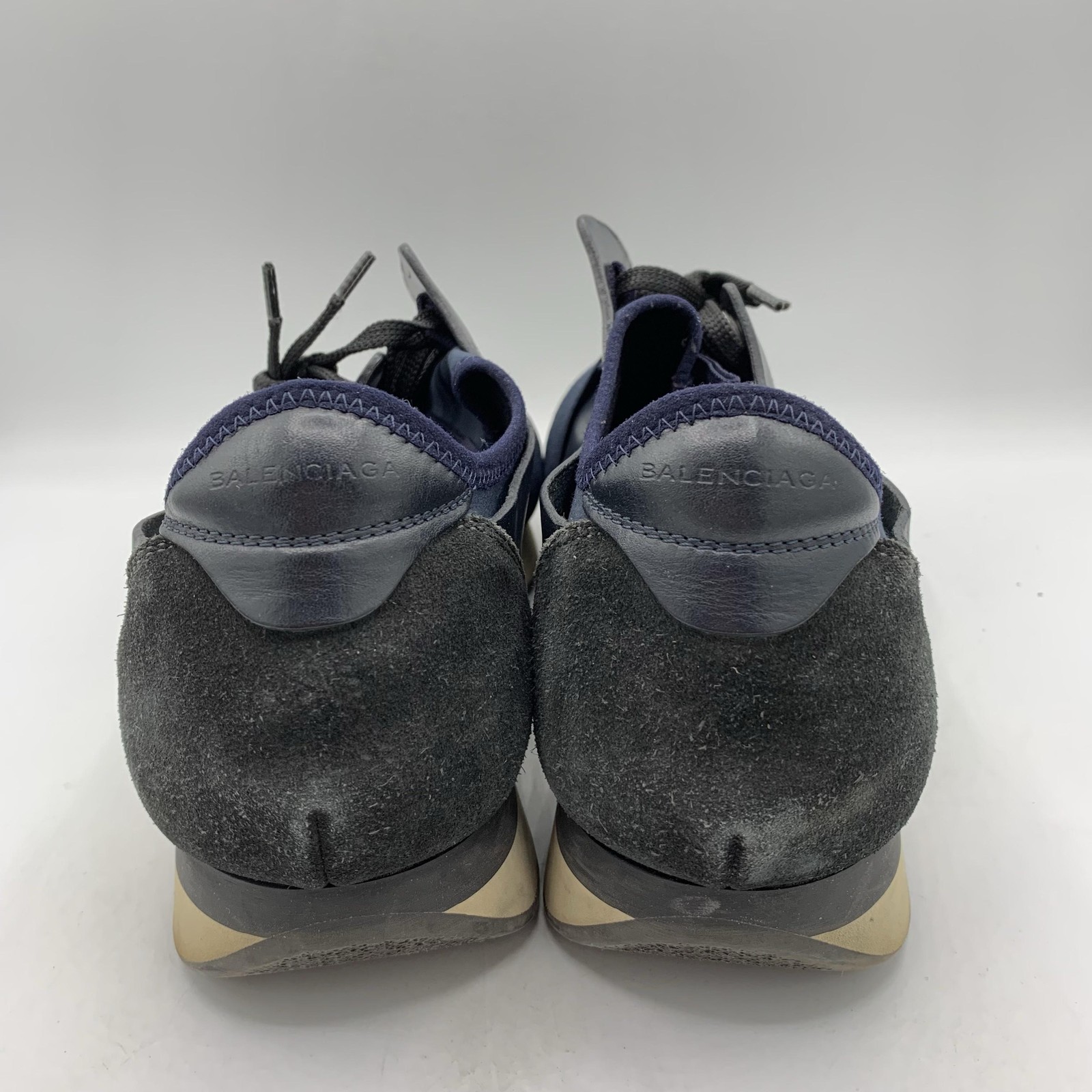 Balenciaga Race Runner Shoes Mens Size 10 Blue Leather Mesh Sneakers Italy