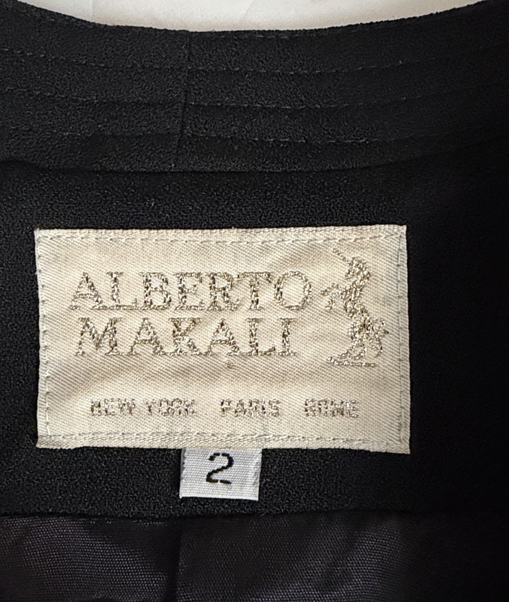 Vintage Alberto Makali Black Sculptural Blazer Asymmetric Collar Fitted USA US 2