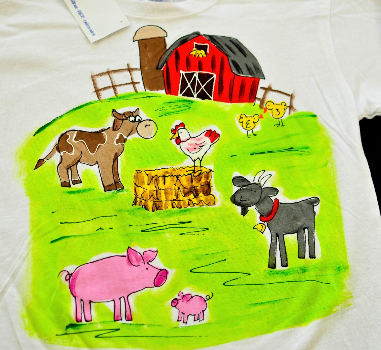 unisex Hand painted Kudzoo Kids t shirts size medium 10-12 farm animals barn