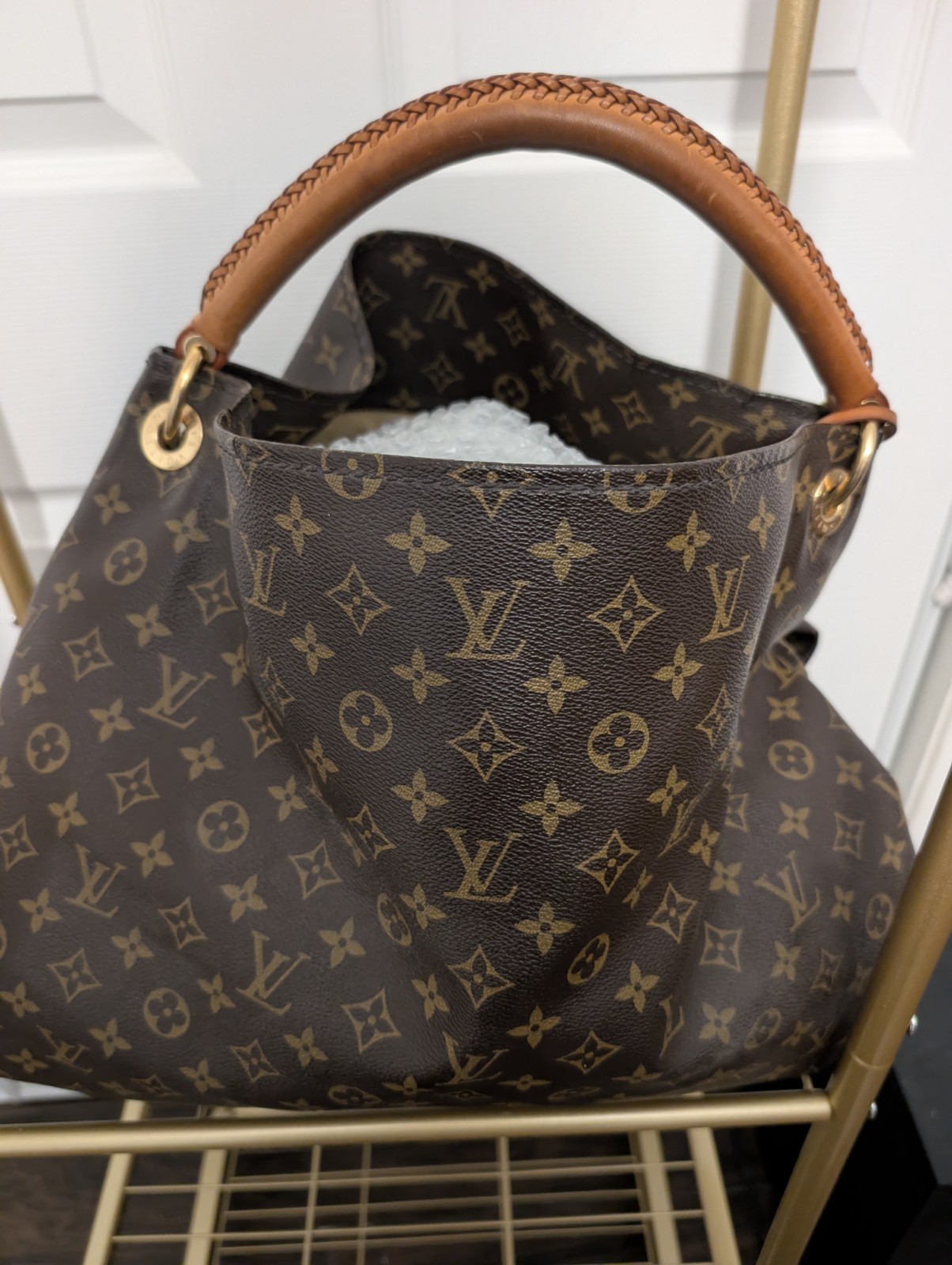 Louis Vuitton Monogram Large Shoulder Bag Brown Braided Handle Detachable Strap