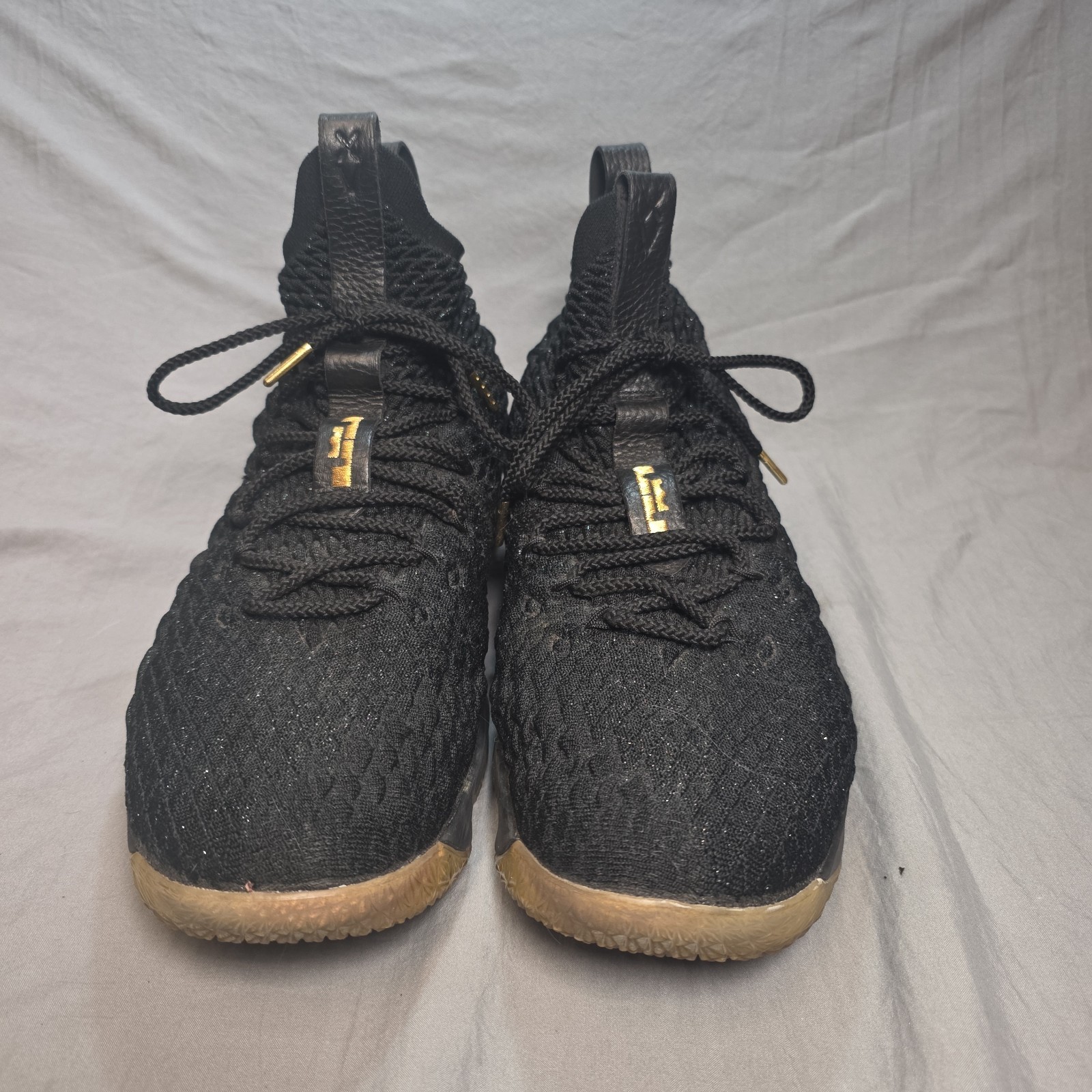 Nike LeBron 15 Black Metallic Gold Basketball Shoes 897648-008 Mens 14