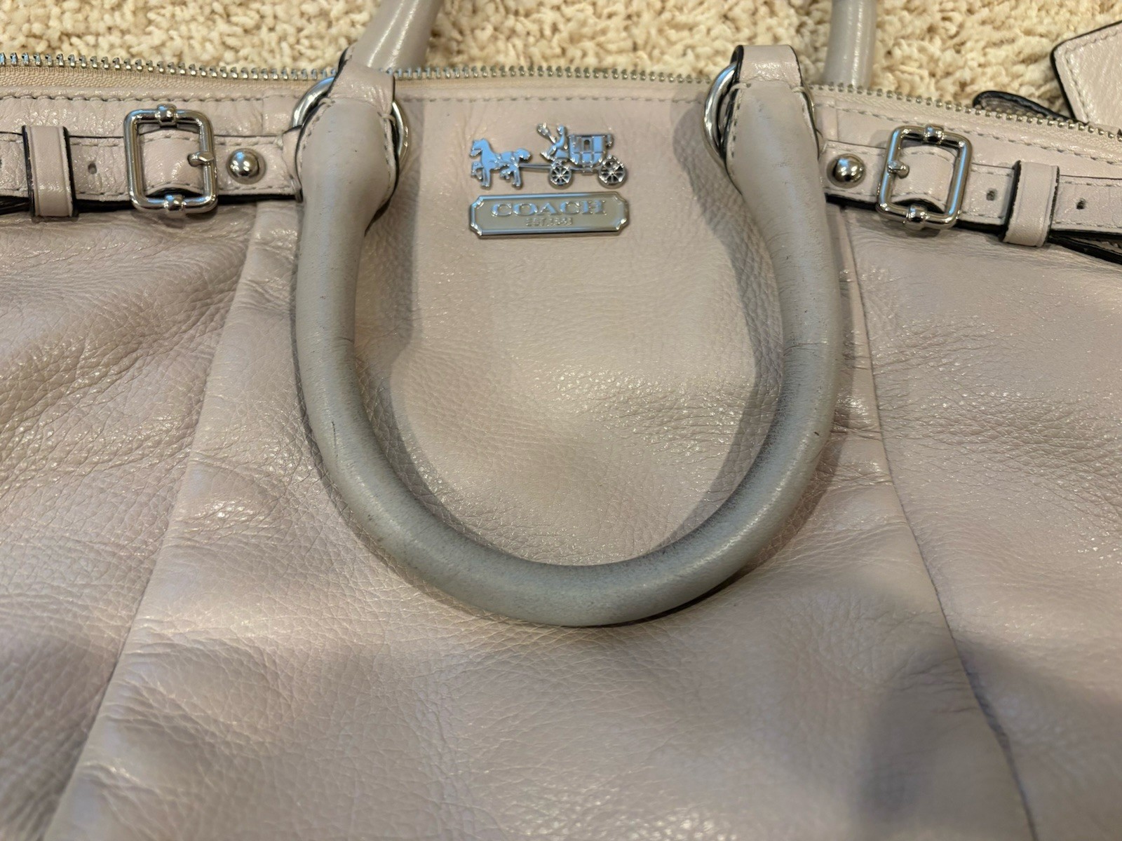 COACH MADISON SOPHIA in Bone, ITALIAN PEBBLED LEATHER SATCHEL. Very Nice