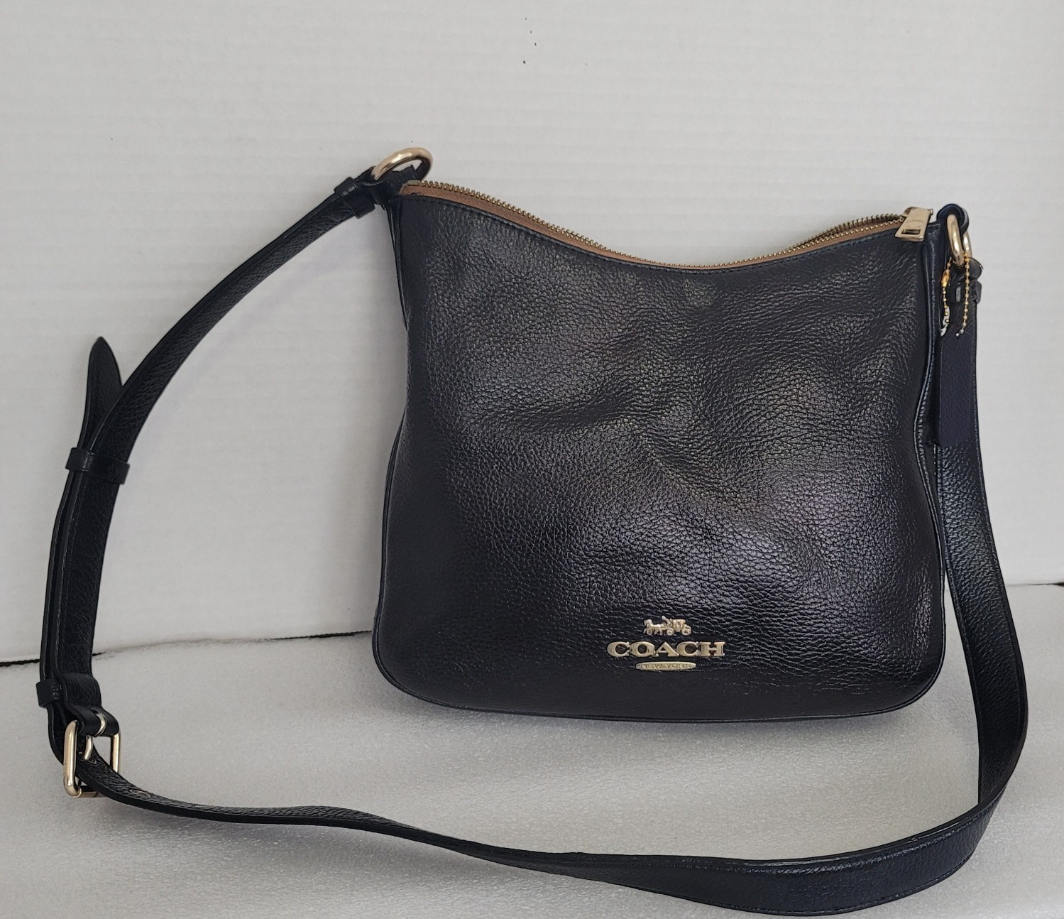 Coach Ellie File Bag Mid-Night Blue Pebbled Leather Crossbody Shoulder Handbag
