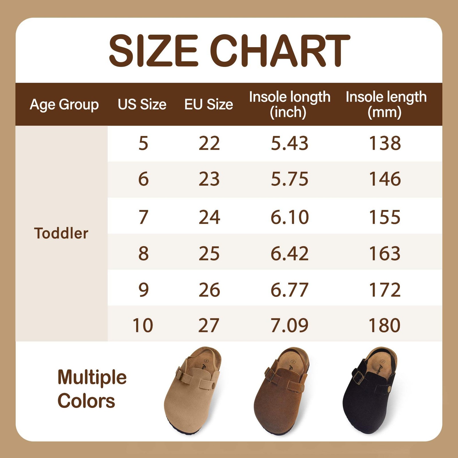 Toddler Kids Suede Nonslip Clogs Adjustable Buckle Cork Footbed Back Strap Shoes