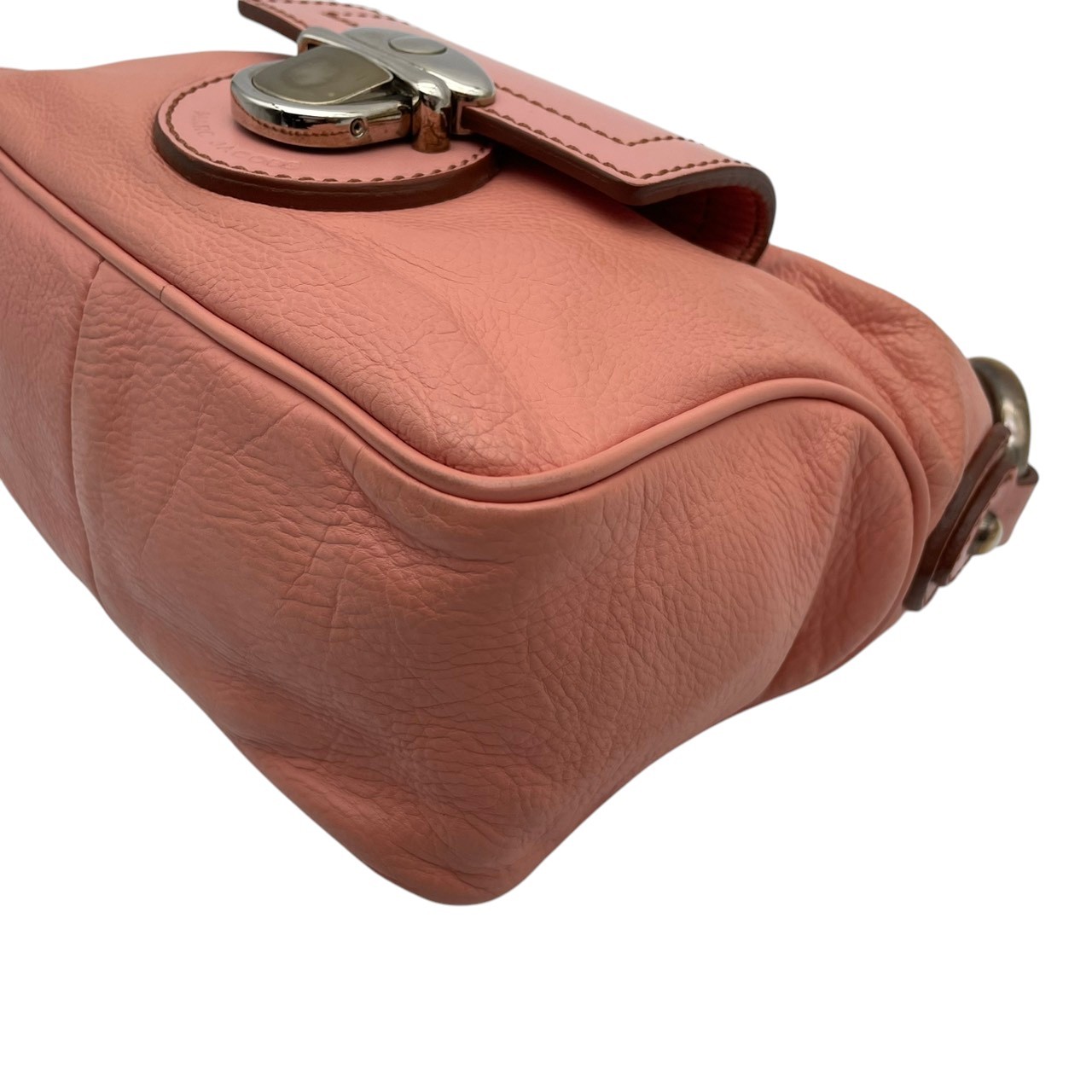 Authentic MARC JACOBS Leather Mini Handbag Pink Push Lock Compact Bag Women