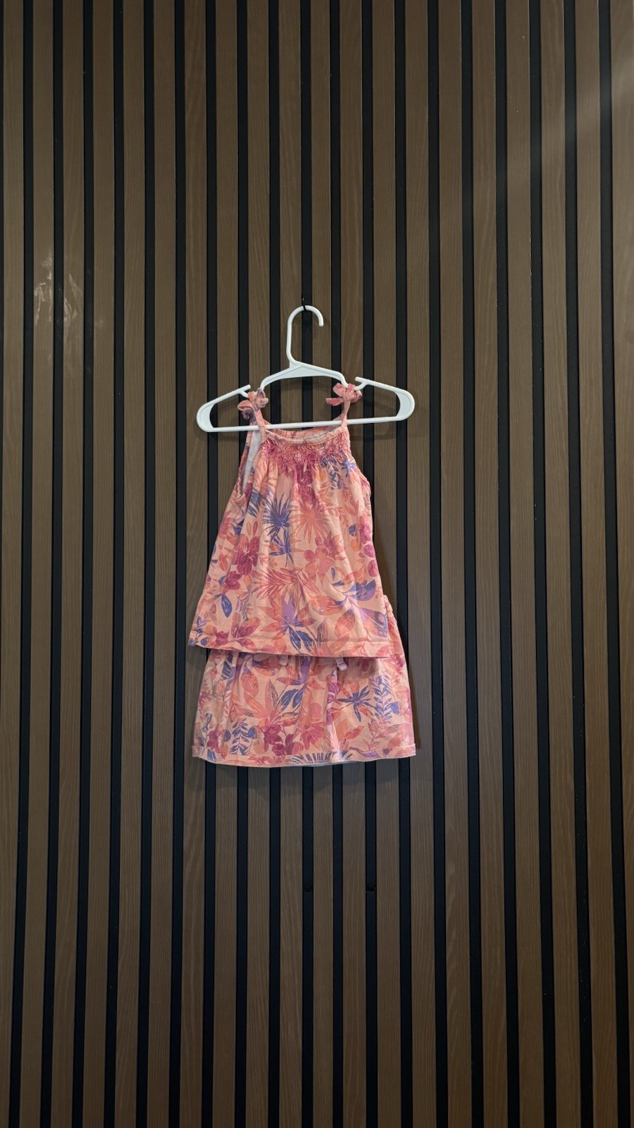 OshKosh 2-Pc Tank Top Skort Set Toddler Girl 24M Pink Tropical Floral Smocked