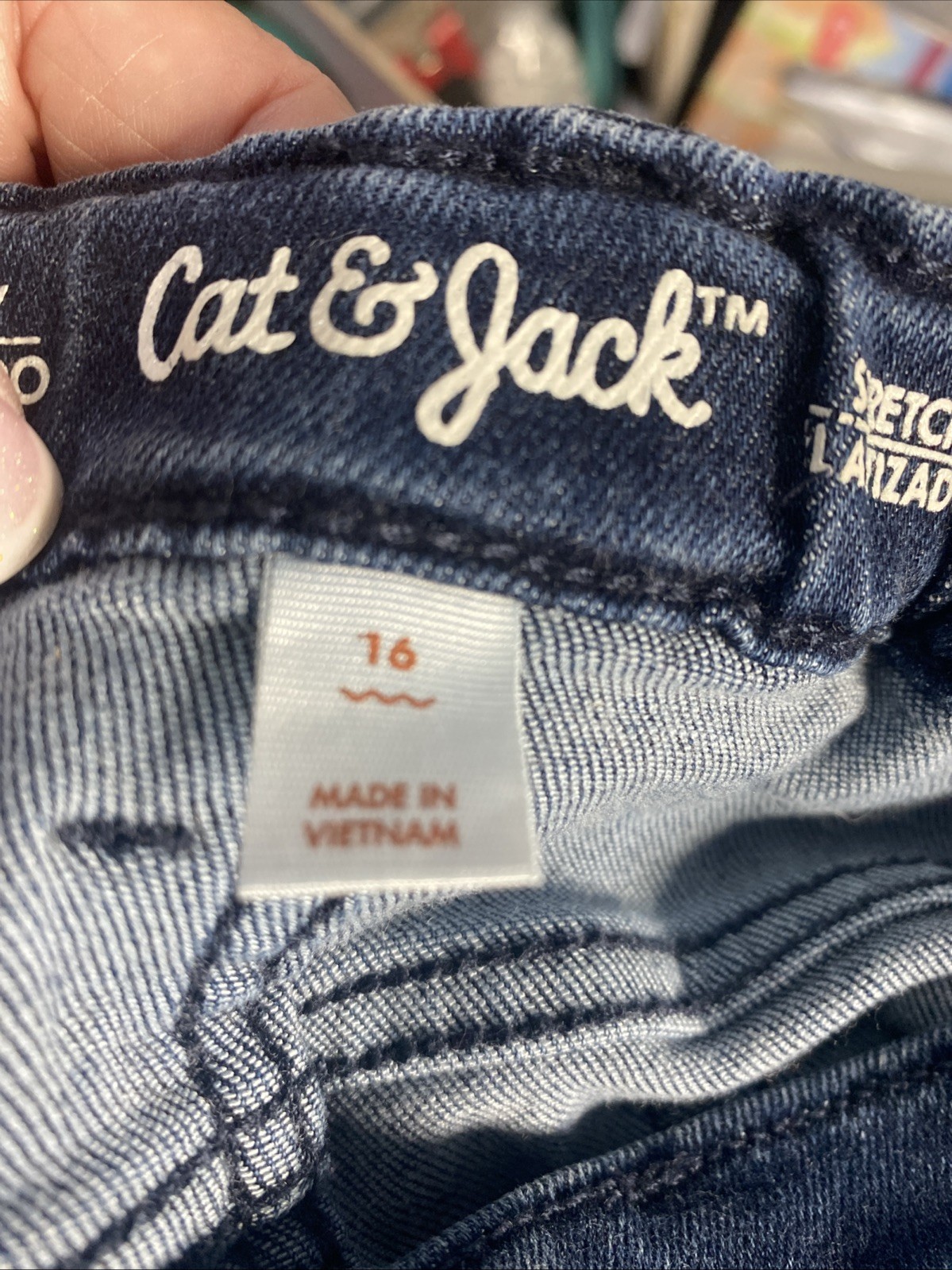 Cat & Jack Blue Jeans 16 Skinny Stretch Adjustable Waist/Button Zipper Closure