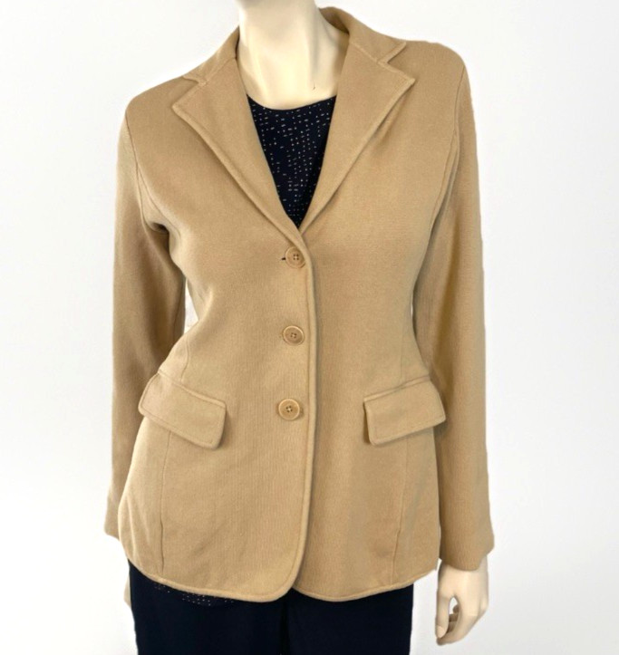 Lauren Ralph Lauren Cotton Knit Blazer Womens XL Birch Tan $225 NWT