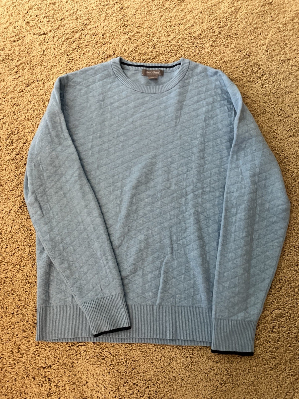 Daniel Cremieux Blue Supima Cotton Knit Pullover Sweater Crew Neck Long Sleeve L