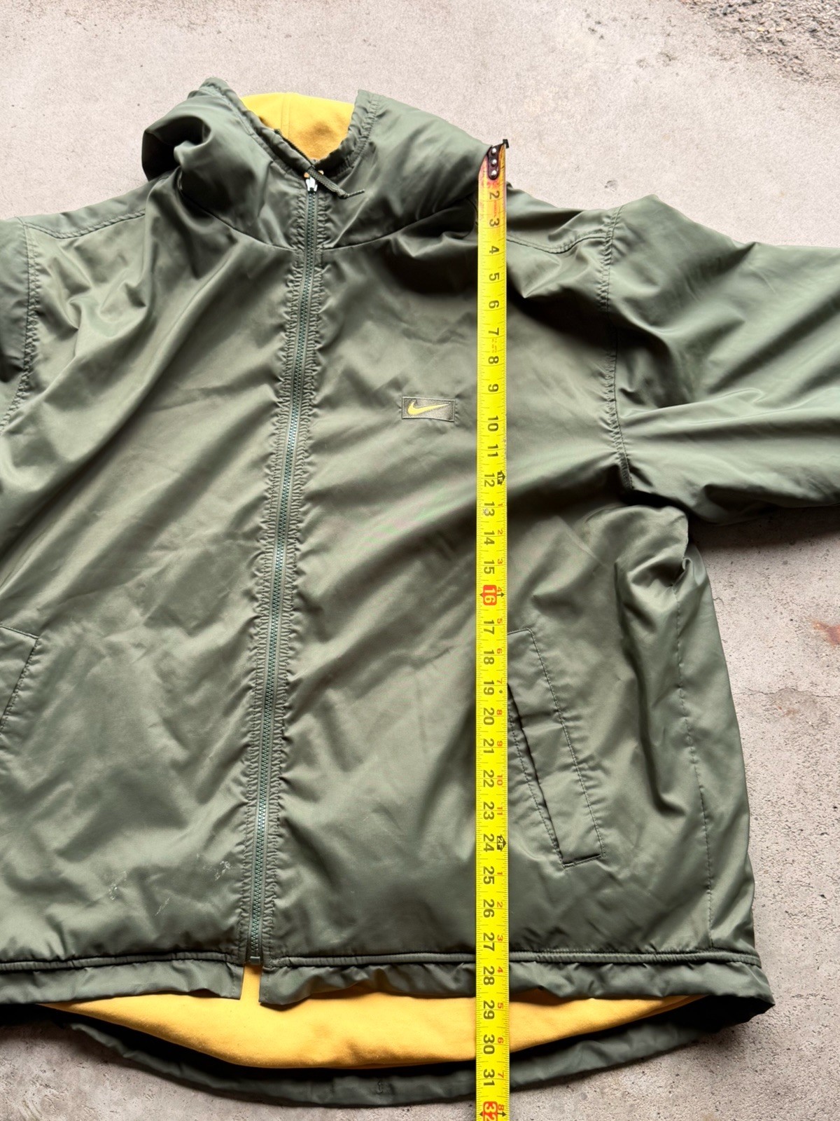 Nike Men’s L Reversible Hooded Full Zip Jacket w/ Pockets Green Yellow
