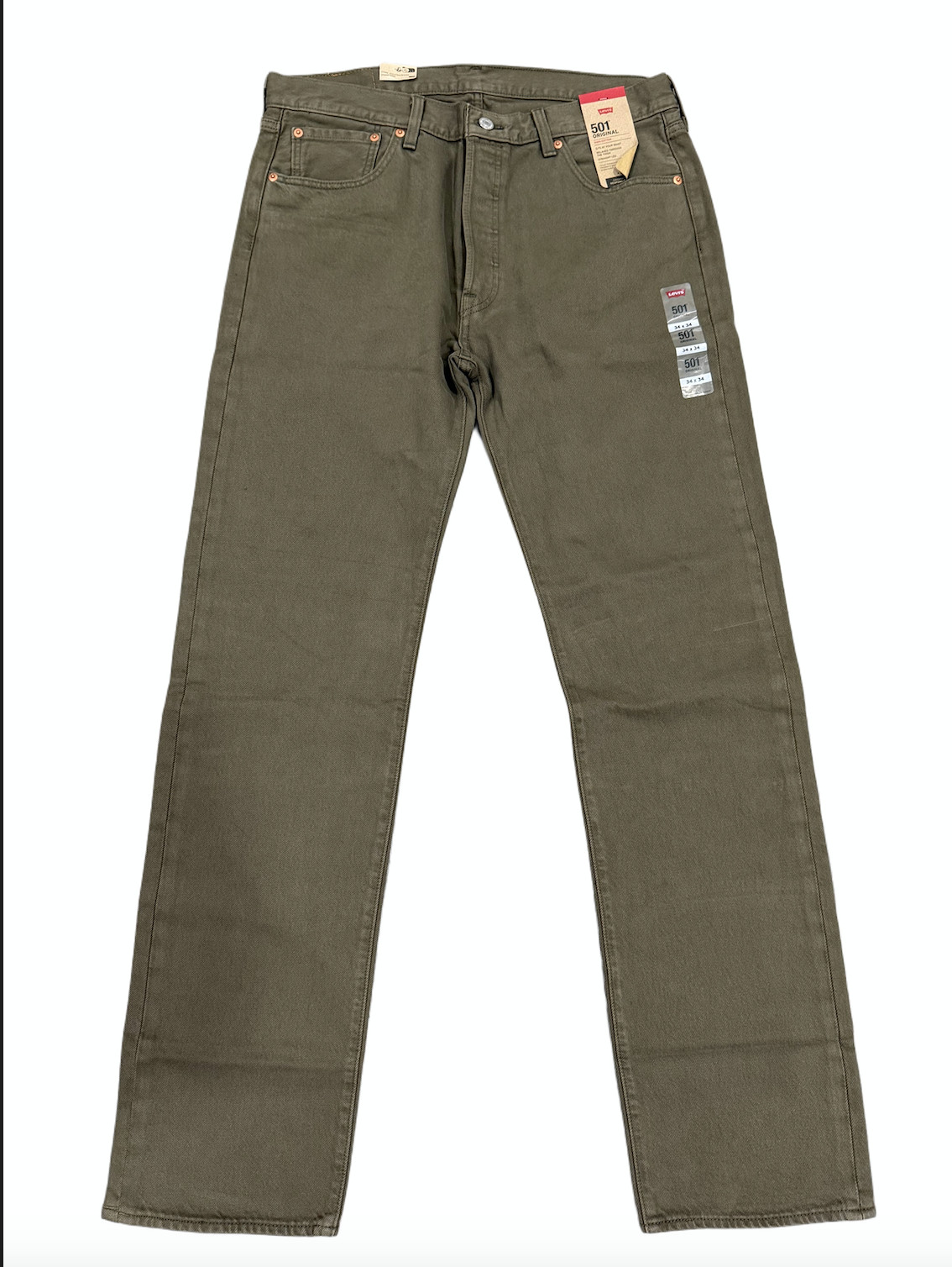 Levis 501 Jeans New Mens Original Button Fly Color Olive 005013543