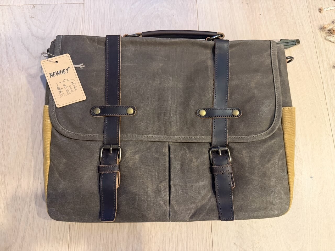 Mens Messenger Bag 15.6 Inch Waterproof Vintage Genuine Leather Waxed Canvas…