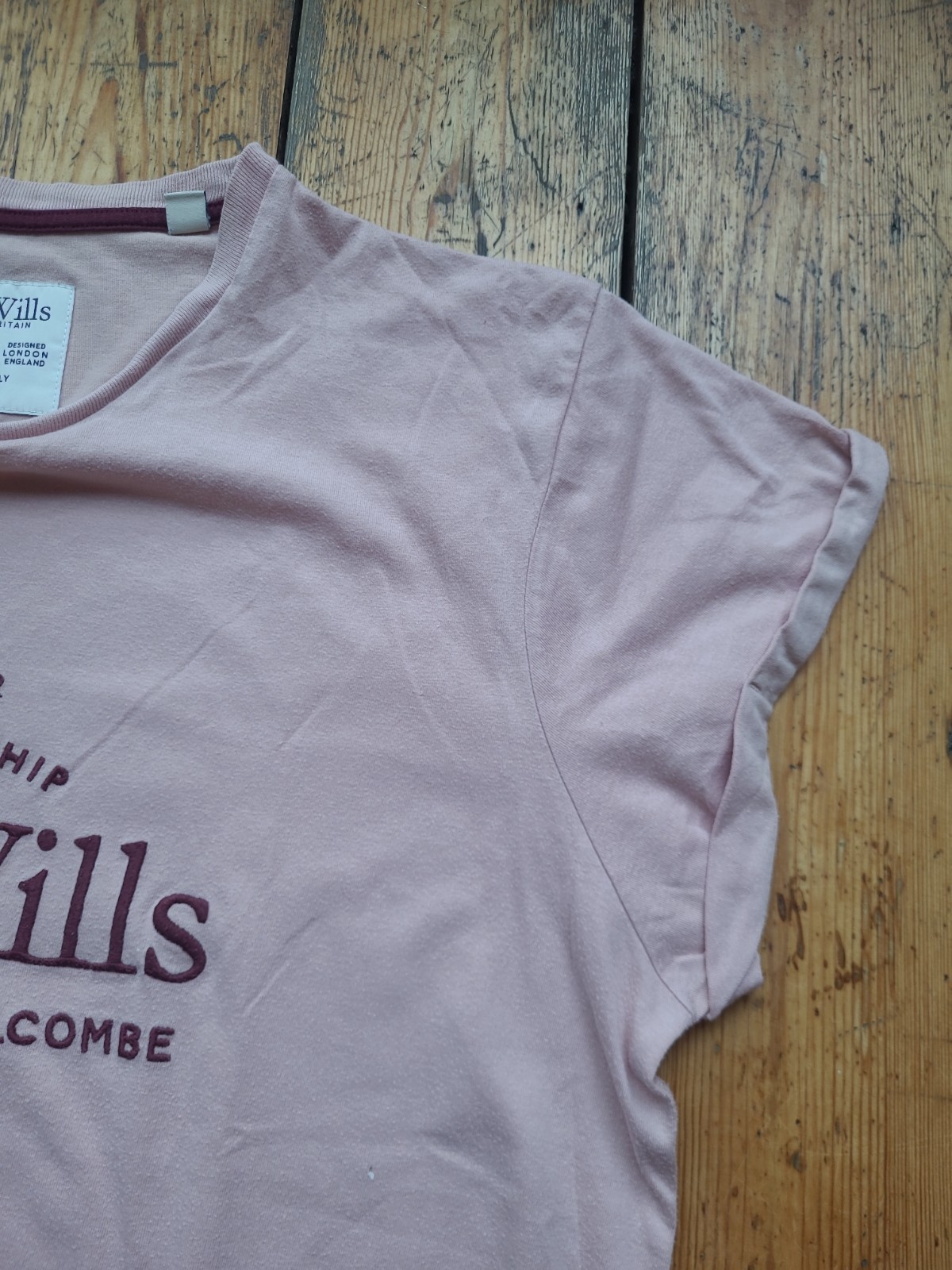 Jack Wills T Shirt Womens Size 14 Rose Pink BF Graphic Print T Set In Sleeve Top