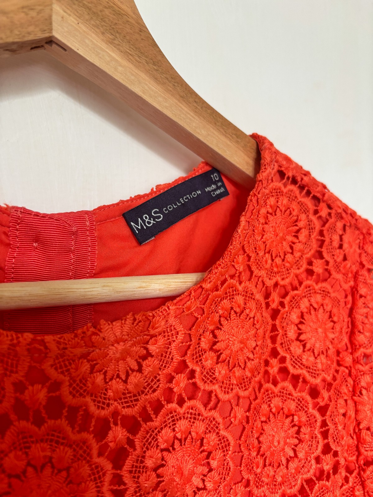 M&S Collection Orange Lace Top Womens Size 10 – Smart Blouse Boho Bold Summer