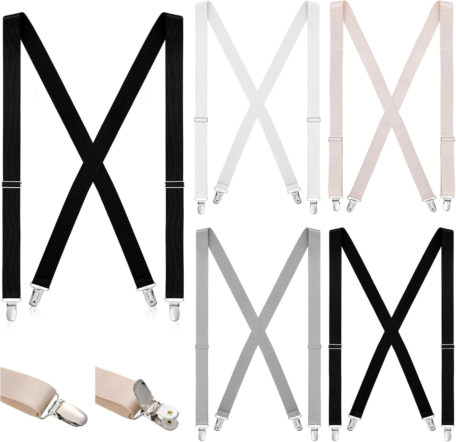 Hercicy 4 Pcs Women Thin X Suspenders 1″ 1/2″ Ladies Hidden Clip Suspenders for