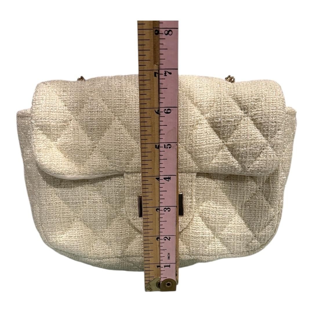 Forever 21 Crossbody Bag Purse Womens Small White Quilted Chain Strap Evening