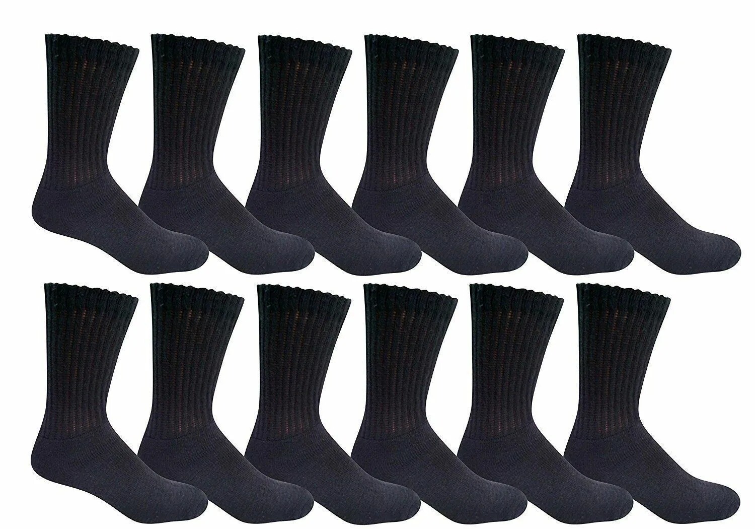 Wholesale Bulk Lots Mens Black Solid Crew Socks Sports Casual Cotton 9-11 10-13