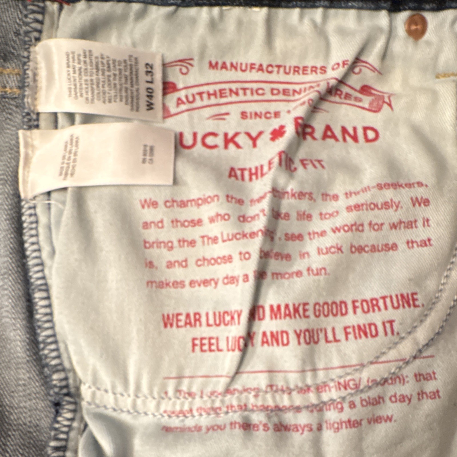 Cotton Denim Jeans, Lucky Brand, Dark Wash, W40 L32