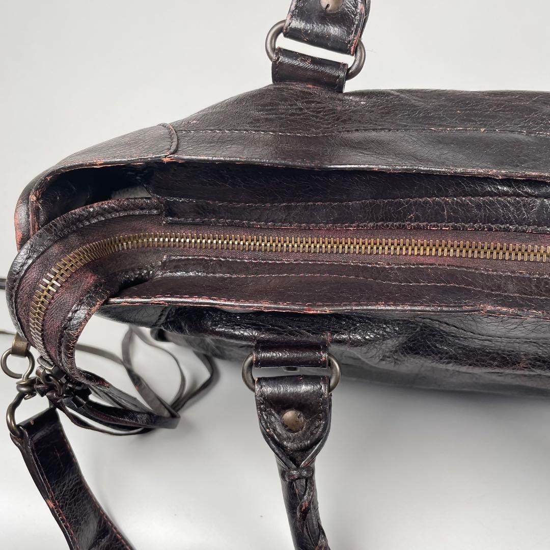 Balenciaga 2Way Leather Handbag Shoulder Bag Brown size 14.2×9.8×5.5 inches