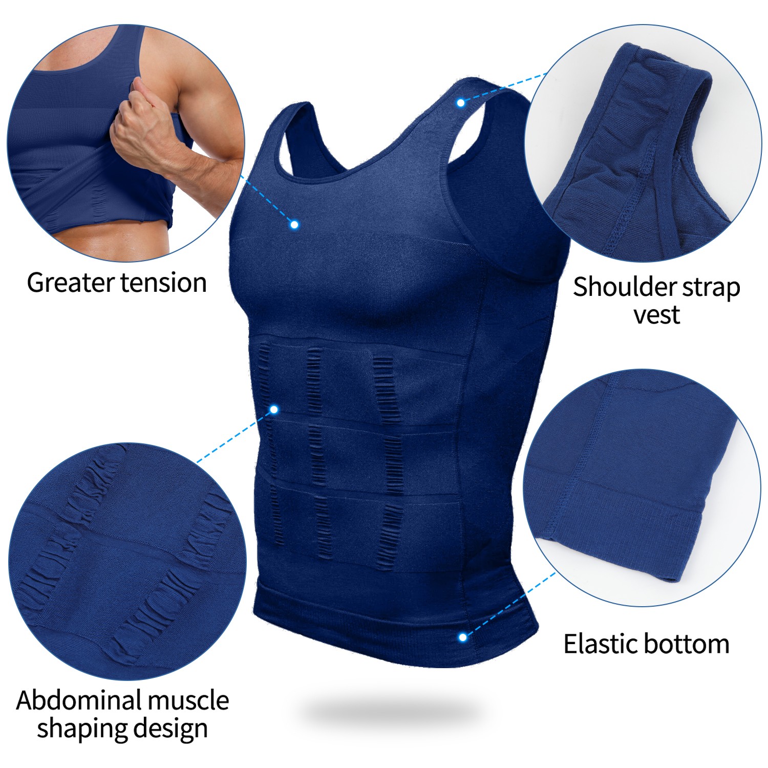 US Men Slimming Body Shaper Belly Chest Compression Vest Girdle Tank Top T-Shirt