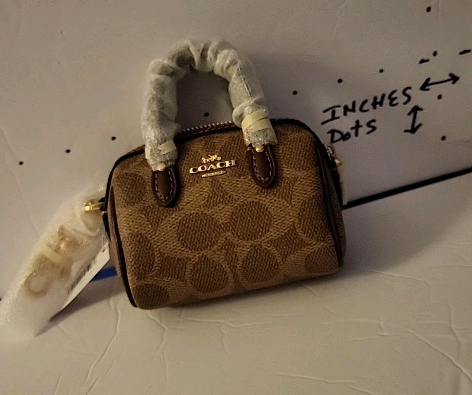 Coach Mini Rowan Bag Charm Brown N Tan NWT