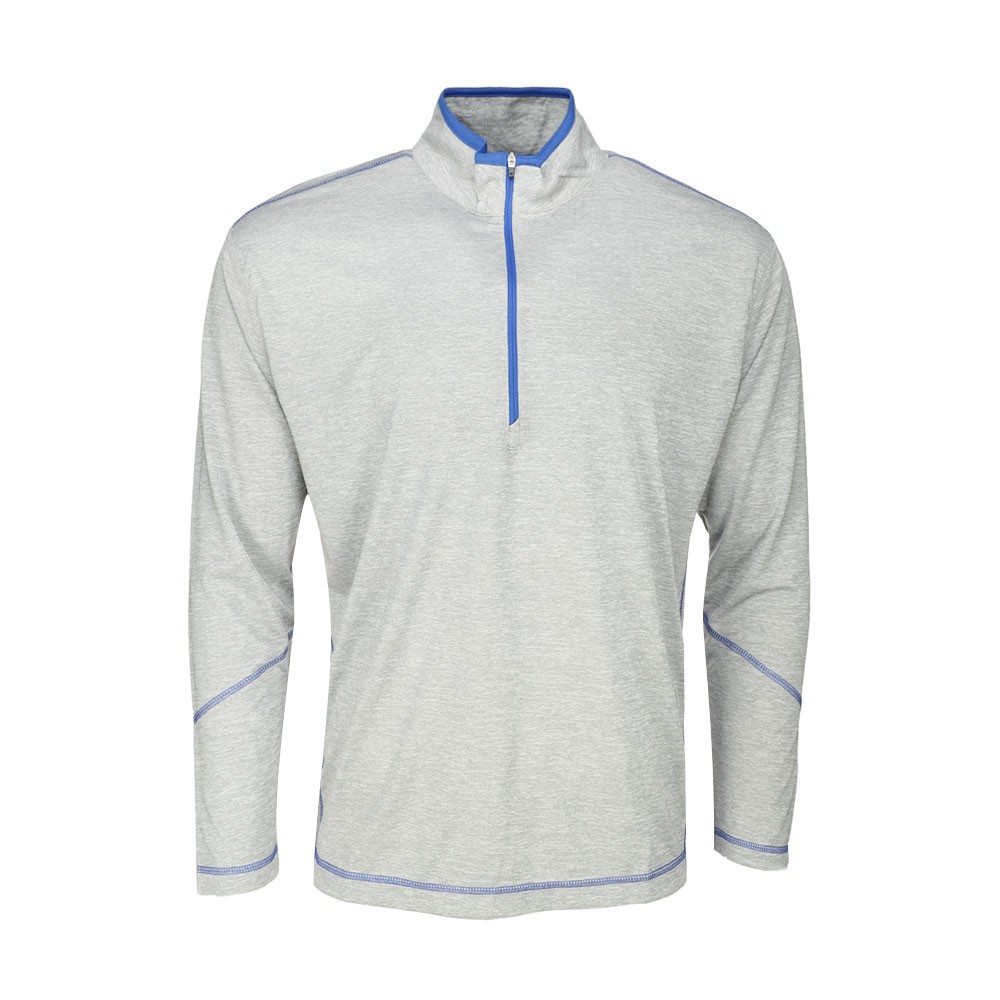 Page & Tuttle Heather Mock Neck QuarterZip Pullover Mens Grey Casual Athletic Ou