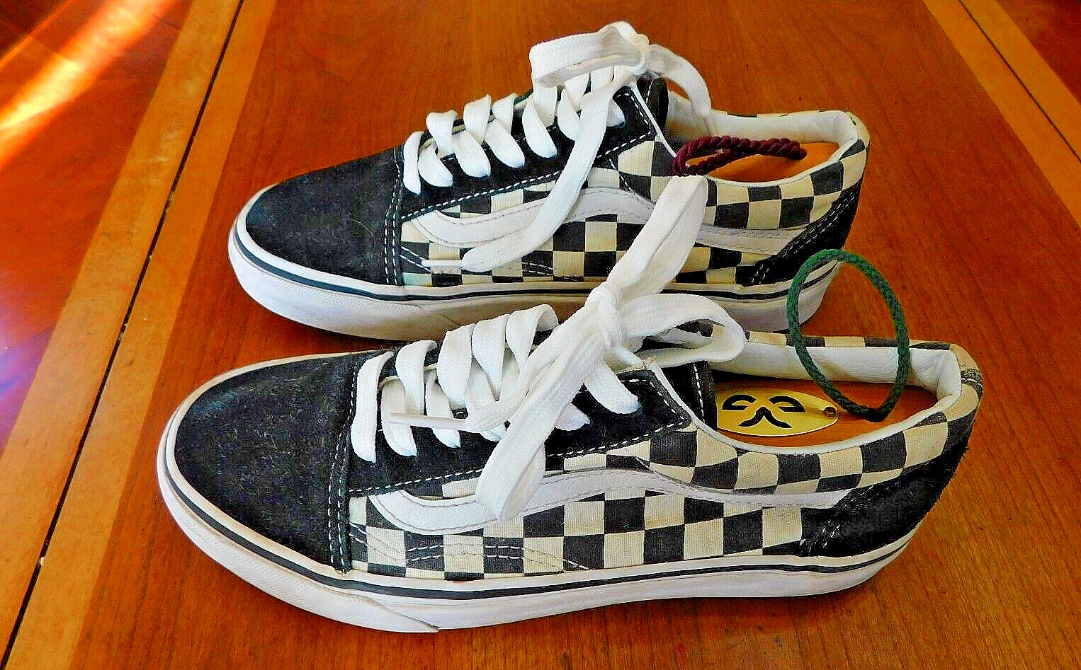 VANS black/white suede/canvas checkerboard lo-cut skate shoes men 5 women 6.5