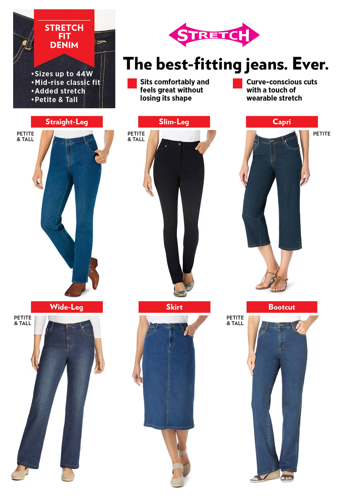 Woman Within Women’s Plus Size Wide Leg Stretch Jean