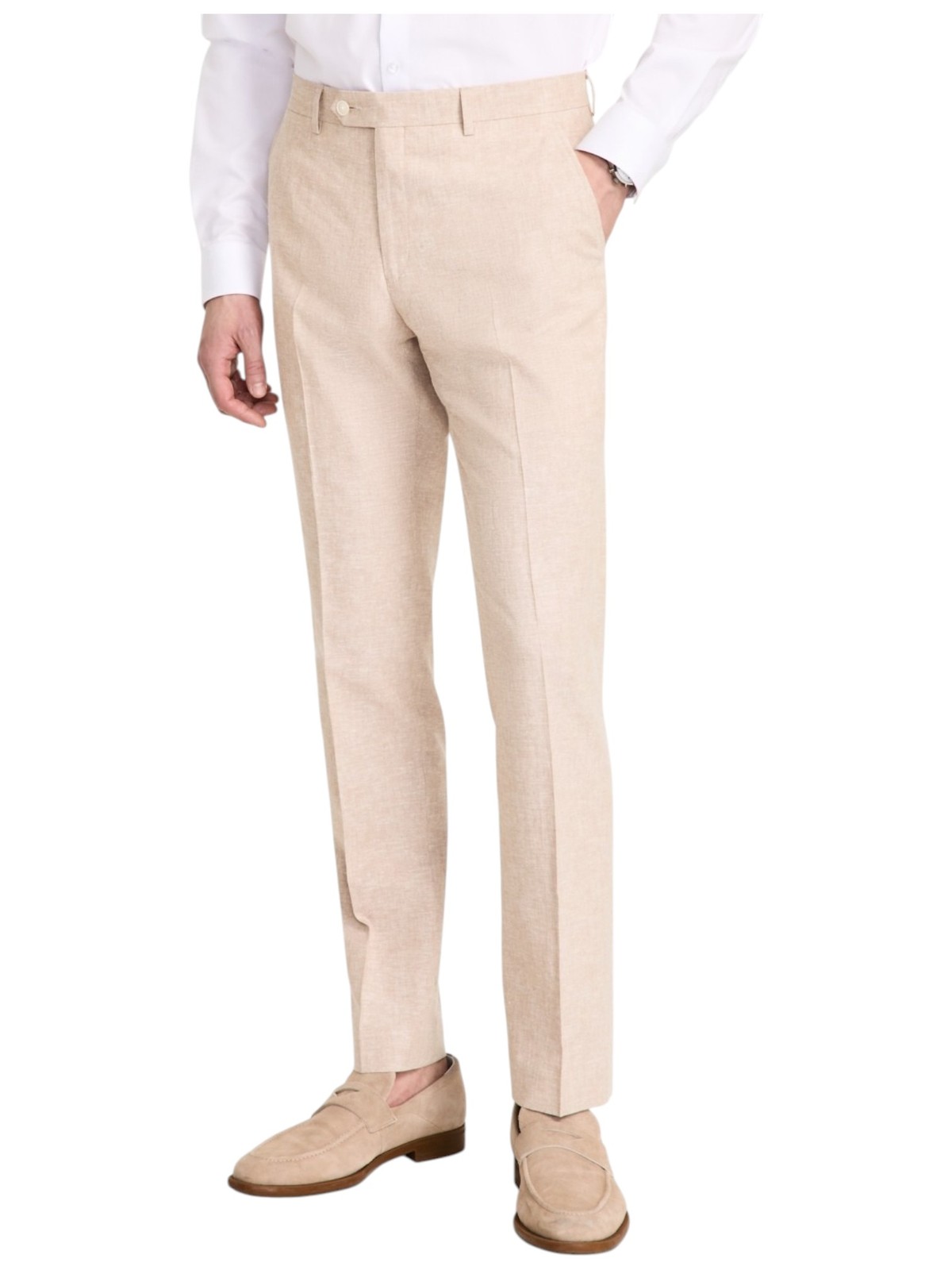 Tommy Hilfiger Mens Modern fit Linen Dress Pants 34 / 30 Beige Solid