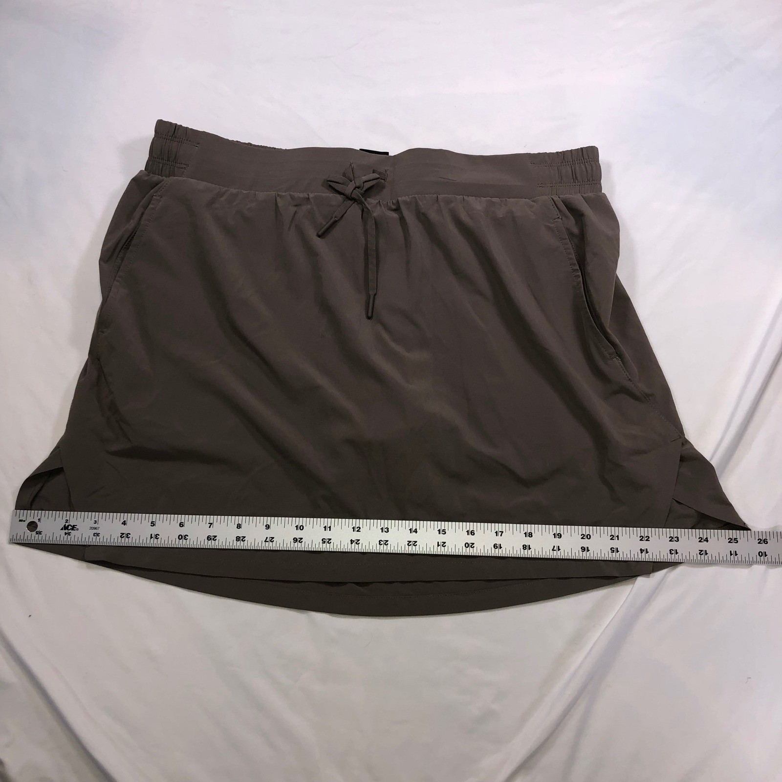 All in Motion Brown Athletic Skort Large Elastic Waist Drawstring Pockets