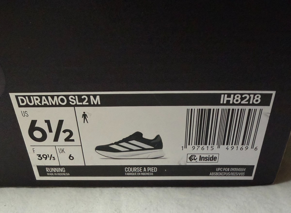 Adidas Duramo SL 2 IH8218 Black White Men’s Size 6.5 Running Shoes New in Box