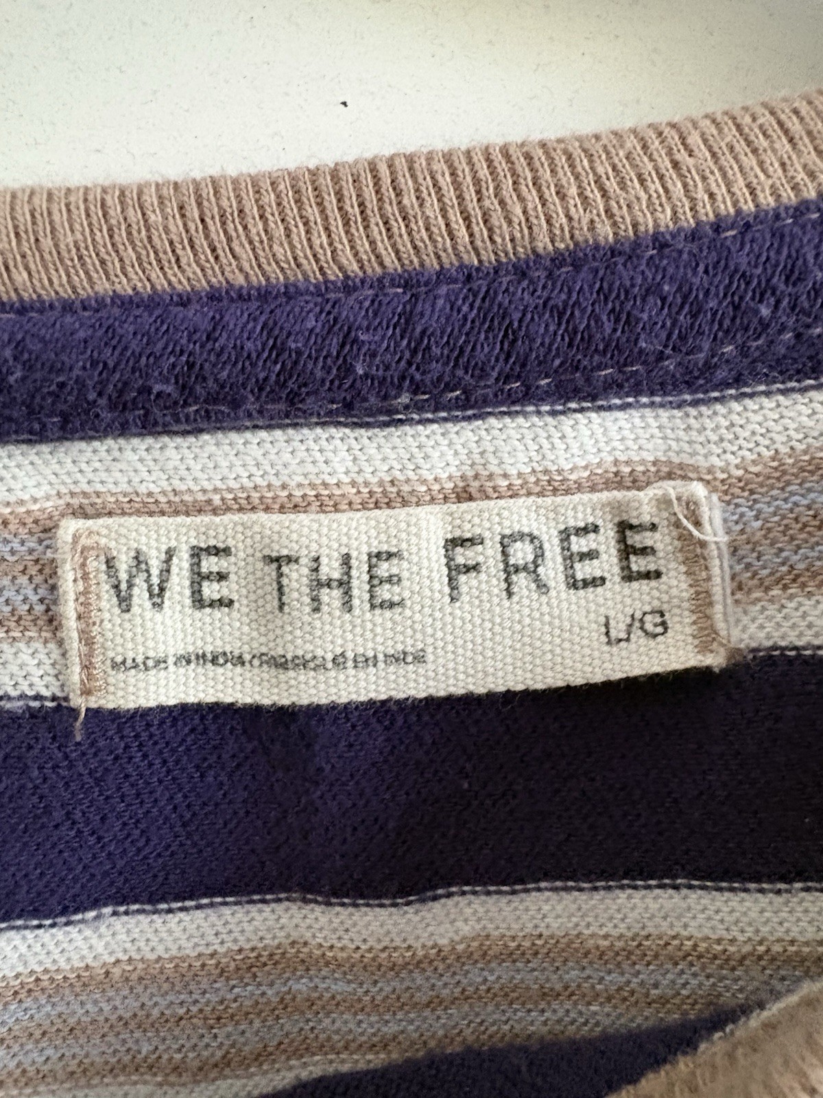 Free People Navy And Cream Striped Top Size L