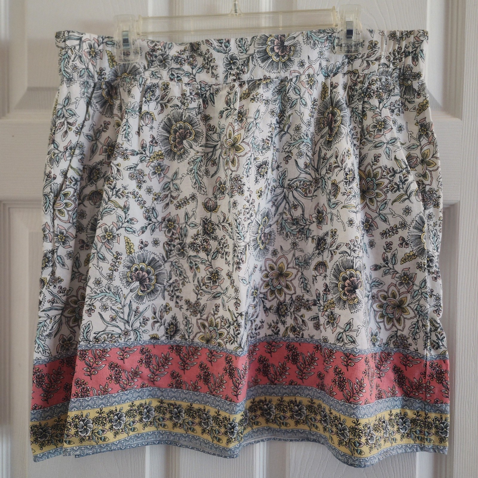 Loft Outlet Size Large Linen Blend Skirt Above Knee Floral Print Pastels Pockets