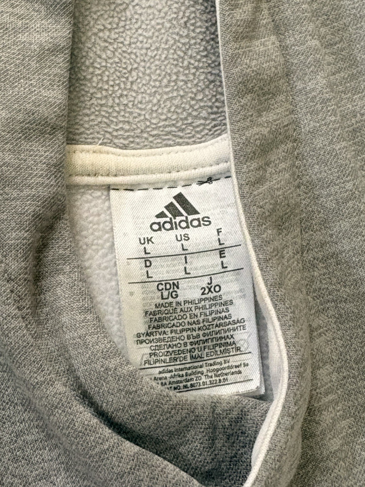 adidas Men’s Size L Gray/White Sleeveless Pullover Hoodie Colorblock Pockets