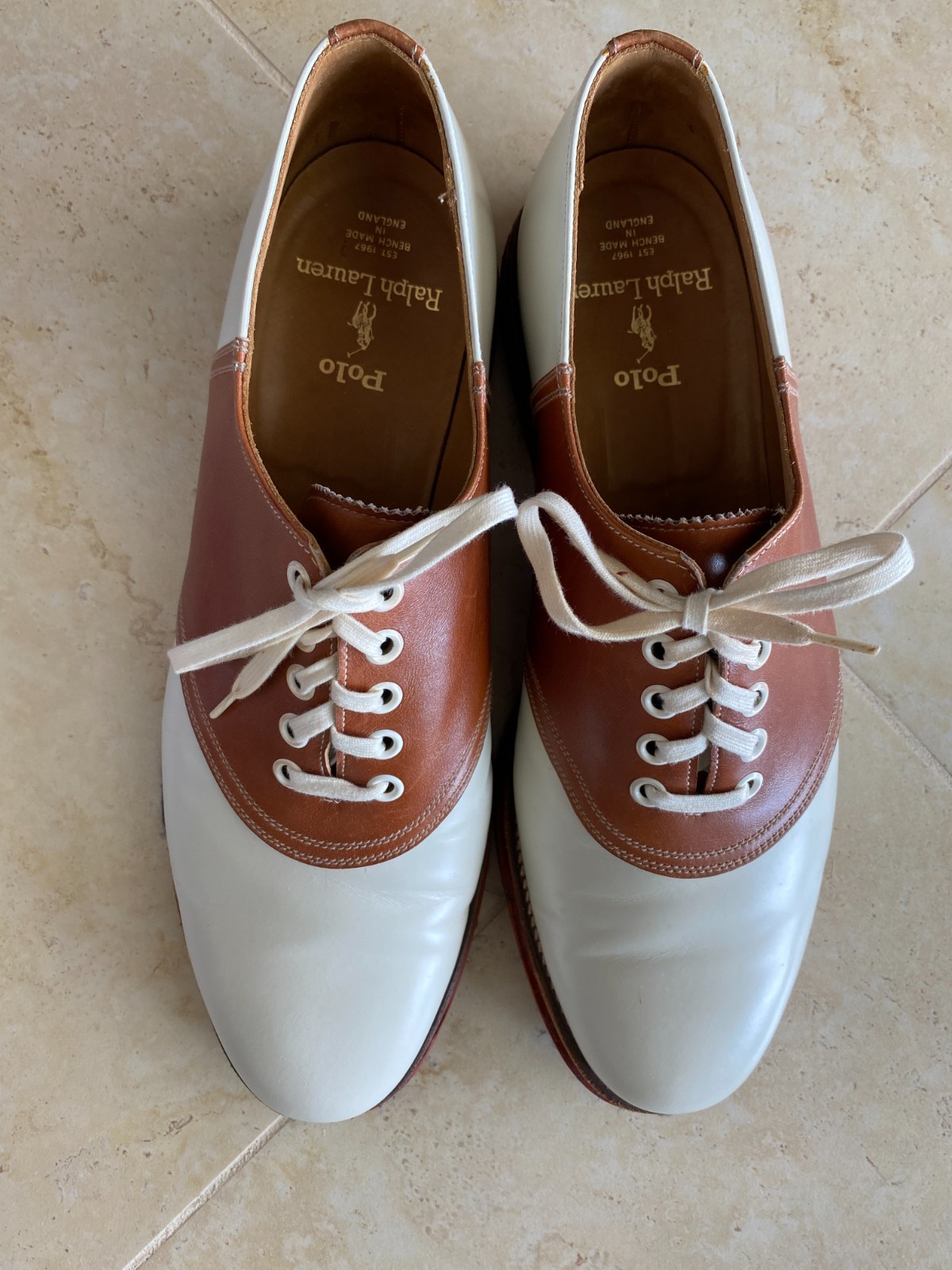 Men’s Polo Saddle Shoes. Size 10.5 D. Bench Made in England. Excellent Condition